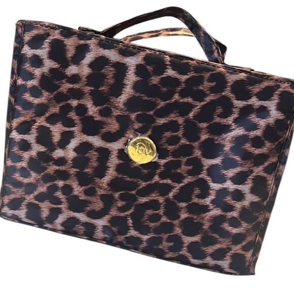 Joy Mangano Better Beauty Roll Up Leopard Print Cosmetic Case Organizer NWOT - Picture 1 of 13